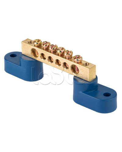 Шина 0 N (8х12мм) 6 отверстий латунь 2 синих угловых изолятора EKF PROxima (sn0-125-06-2) в Муроме Аксессуары для стоек и шкафов Pintop.ru