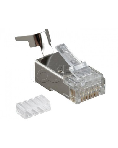 Разъем RJ-45(8P8C) под витую пару, категория 6A, экранированный, со вставкой Hyperline PLUG-8P8C-UV-C6A-SH-50 в Муроме Коннекторы и разъемы Pintop.ru