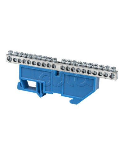 Шина 0 N (6x9мм) 20 отв. цинк синий изолятор на DIN-рейку EKF PROxima (sn1-63-20-d) в Муроме Клеммные колодки Pintop.ru