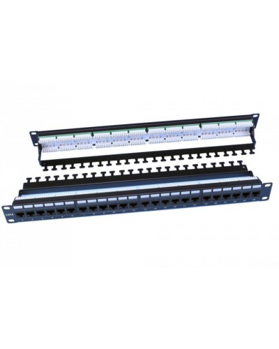 Патч-панель 19, 1U, 24 порта RJ-45, категория 6, Dual IDC, цвет черный Hyperline PP3-19-24-8P8C-C6-110D в Муроме Патч панель Pintop.ru