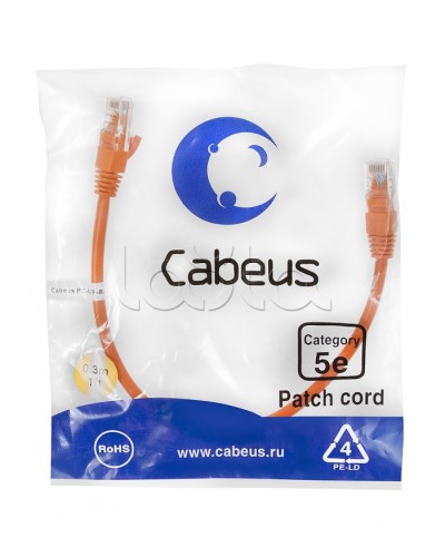 Патч-корд медный U/UTP кат.5е (0,3м) LSZH (оранжевый) Cabeus (PC-UTP-RJ45-Cat.5e-0.3m-OR-LSZH) в Муроме Патчкорды (медные) Pintop.ru