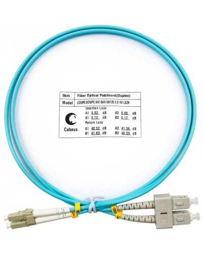 Шнур оптический duplex LC-SC 50/125 MM OM3 1 м LSZH Cabeus FOP-50-LC-SC-1M в Муроме Патч-корды оптические Pintop.ru