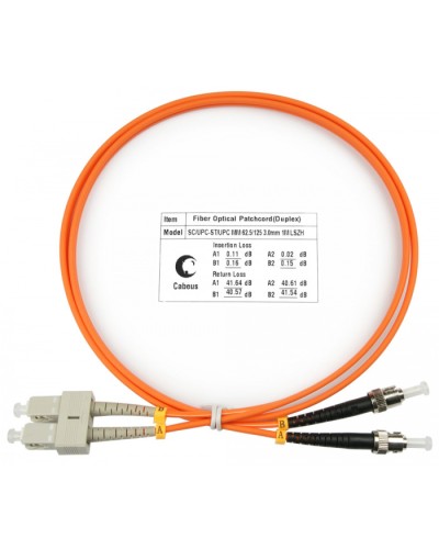 Шнур оптический duplex SC-ST 62,5/125 MM 1 м LSZH Cabeus FOP-62-SC-ST-1M в Муроме Патч-корды оптические Pintop.ru