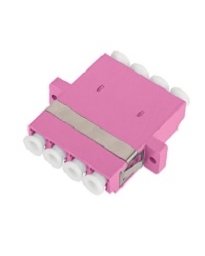 Адаптер NIKOMAX волоконно-оптический, соединительный, многомодовый, стандарта OM4, LC/UPC-LC/UPC, квадро, пластиковый, без шторки, с фланцами, маджента, уп-ка 2шт. в Муроме Проходные адаптеры и розетки оптические Pintop.ru