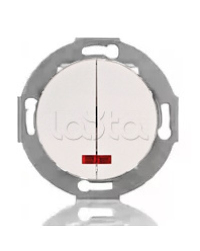 Выключатель двухклавишный Экопласт (схема 5L) с индикатором 10 A, 250 B (белый) Vintage в Муроме Розетки компьютерные и телефонные Pintop.ru