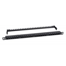 Патч-панель 19" (0,5U) 24 порта RJ-45 кат.5е Cabeus (PLHD-24-Cat.5e-Dual-180-0,5U)