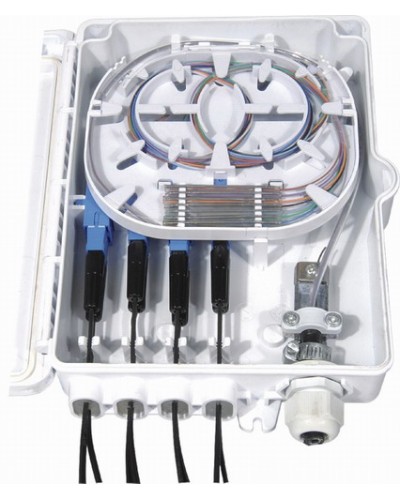 Бокс оптический настенный, 8 портов (SC, duplex LC), без пигтейлов и проходных адаптеров Hyperline FO-WBI-8A-GY в Муроме Кросс оптический Pintop.ru