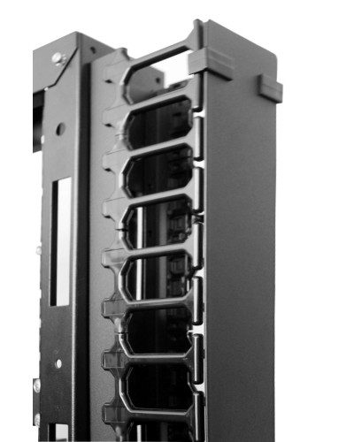 Вертикальный кабельный органайзер с пласт. пальцами для шкафов ШТК-СП-42.6.x, 2 компл ЦМО (ВКО-П-20/42U-9005) в Муроме Кабельные органайзеры Pintop.ru