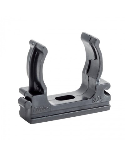 CF25G Держатель (клипса), без галогена, для труб D25мм, цвет чёрный (10шт) Экопласт (41725-10HF-BL) в Муроме Держатели, клипсы, скобы Pintop.ru