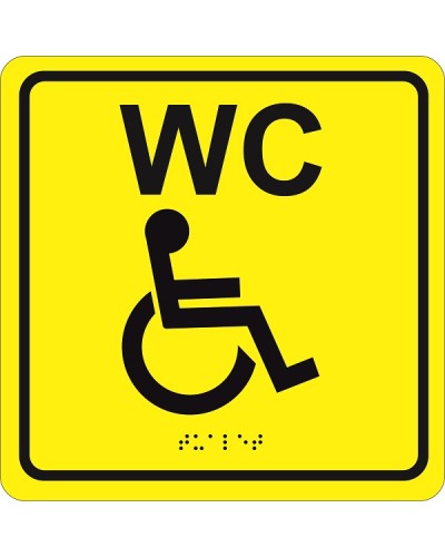 Табличка тактильная Hostcall MP-010Y3Туалет для инвалидов (200x200мм) желтый в Муроме Система оповещения и трансляции Hostcall Pintop.ru