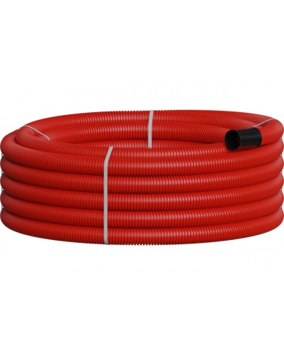 NR075 Двустенная труб.а ПНД гибкая, тип 450, SN18, с зондом, D75мм (20м) цвет красный Экопласт 801075-20 в Муроме Гладкая труба Pintop.ru