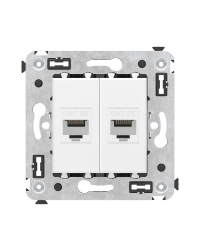 Компьютерная розетка RJ-45 без шторки в стену, кат.5е двойная, Avanti, Белое облако DKC 4400664 в Муроме Розетки компьютерные и телефонные Pintop.ru