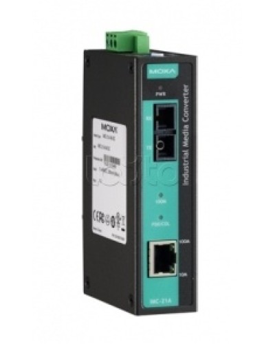 Медиаконвертер Ethernet 10/100BaseTX в 100BaseFX (SC) с расширенным диапазоном температур Moxa IMC-21A-S-SC-T в Муроме Медиаконвертеры Pintop.ru