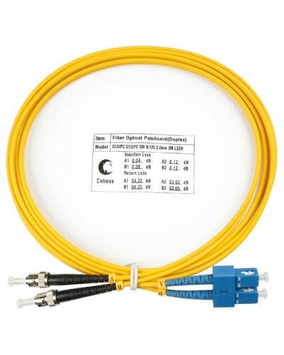 Шнур оптический duplex SC-ST 9/125 SM 2 м LSZH Cabeus FOP(d)-9-SC-ST-2M в Муроме Патч-корды оптические Pintop.ru