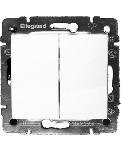 Выключатель двухклавишный 10 AX 250 В белый Valena Legrand 774405 в Муроме Аксессуары для кабель-канала Pintop.ru