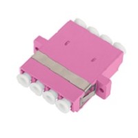 Адаптер NIKOMAX волоконно-оптический, соединительный, многомодовый, стандарта OM4, LC/UPC-LC/UPC, квадро, пластиковый, без шторки, с фланцами, маджента, уп-ка 2шт.