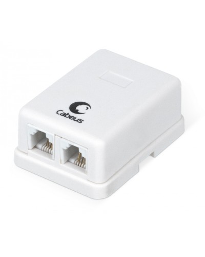 Розетка телефонная RJ-12(6P4C), двойная, внешняя, белая Cabeus WS-6P4C-TEL-2 в Муроме Розетки компьютерные и телефонные Pintop.ru