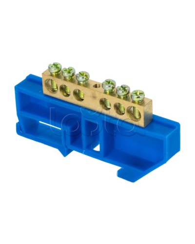 Шина 0 N (8х12мм) 6 отверстий латунь синий изолятор на DIN-рейку EKF PROxima (sn0-125-6-d) в Муроме Клеммные колодки Pintop.ru