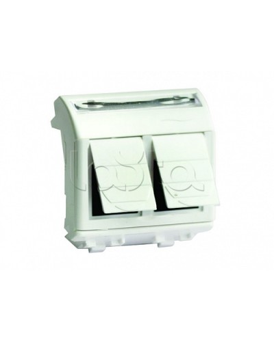 Ком.роз. двойная RJ45 кат.6 (8P8C, Hyperline, Dual IDC: 110&Krone) Brava, слон.кость, 2мод (75452S) в Муроме Аксессуары для кабель-канала Pintop.ru