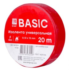 Изолента класс В (0,13х15мм) (20м.) красная EKF Basic (plc-iz-b-r)