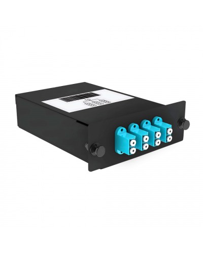 Кассета кроссовая 1 разъем черный Cabeus (FO-OM3-1x8MPO(m)/U-8xLC/U-А-BK) в Муроме Кросс оптический Pintop.ru