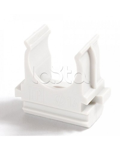 Крепёж-клипса для труб Полистирол белая д16 (100шт/2000шт уп/кор) Промрукав (PR.02716б) в Муроме Держатели, клипсы, скобы Pintop.ru