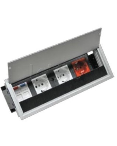 Люк настольный встраиваемый на 4 модулей (45х45мм) с крышкой, алюминий IP20 Экопласт 70044 в Муроме Системы лючков и колонн Pintop.ru