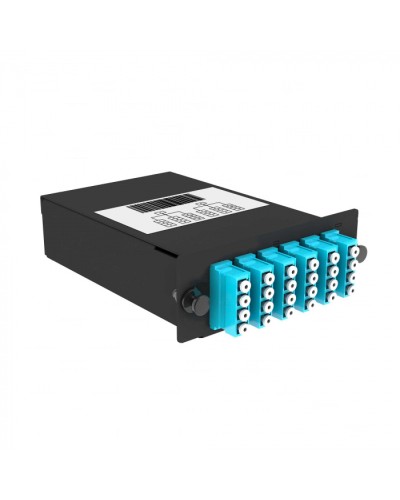 Кассета кроссовая 2 разъема черный Cabeus (FO-OM3-2x12MPO(m)/U-24xLC/U-A-BK) в Муроме Кросс оптический Pintop.ru