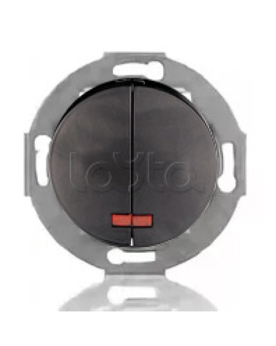 Выключатель двухклавишный Экопласт (схема 5L) с индикатором 10 A, 250 B (черный ) Vintage в Муроме Розетки компьютерные и телефонные Pintop.ru