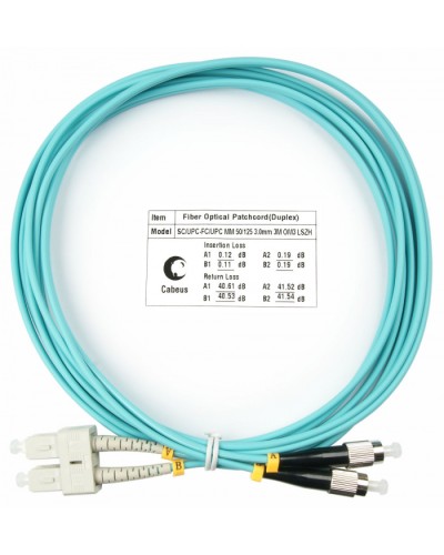 Шнур оптический duplex SC-FC 50/125 mm OM3 3м LSZH Cabeus FOP-50-SC-FC-3m в Муроме Патч-корды и пигтейлы Pintop.ru