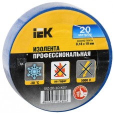 Изолента ПВХ 0.18х19мм син. (рул.20м) IEK (UIZ-20-10-K07)