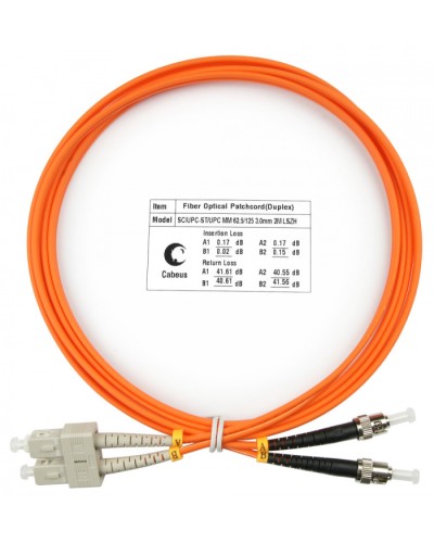 Шнур оптический duplex SC-ST 62,5/125 mm 2м LSZH Cabeus FOP-62-SC-ST-2m в Муроме Патч-корды оптические Pintop.ru