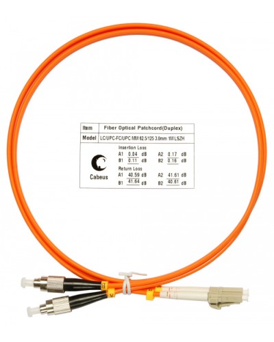 Шнур оптический duplex LC-FC 62,5/125 mm 1м LSZH Cabeus FOP-62-LC-FC-1m в Муроме Патч-корды оптические Pintop.ru