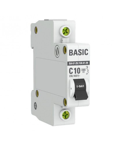 Автоматический выключатель 1P 10А (C) 4,5кА ВА 47-29 EKF Basic (mcb4729-1-10C) в Муроме Электротехническое оборудование Pintop.ru