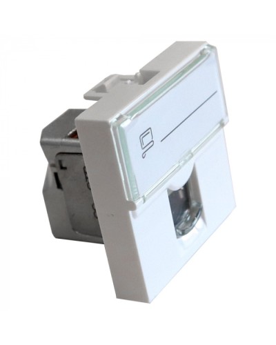 Вставка Mosaic 45x45, RJ-45 STP, кат.6, со шторкой и увеличенным окном маркировки, белая LANMASTER LAN-SIP-23S6-WH в Муроме Модули Keystone Pintop.ru