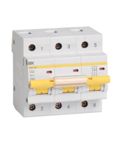 Выключатель автоматический 3P 25A (тип C) IEK ВА47-100 3P 25А (MVA40-3-025-C) в Муроме Электротехническое оборудование Pintop.ru