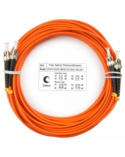 Шнур оптический duplex ST-ST 62,5/125 mm 10м LSZH Cabeus FOP-62-ST-ST-10m в Муроме Патч-корды оптические Pintop.ru