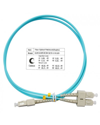 Шнур оптический duplex SC-SC 50/125 MM OM3 1 м LSZH Cabeus FOP-50-SC-SC-1M в Муроме Патч-корды оптические Pintop.ru