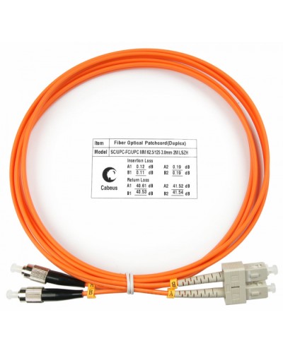 Шнур оптический duplex SC-FC 62,5/125 mm 2м LSZH Cabeus FOP-62-SC-FC-2m в Муроме Патч-корды оптические Pintop.ru