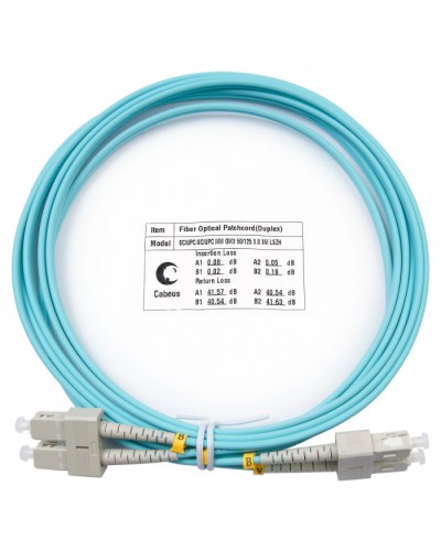 Шнур оптический duplex SC-SC 50/125 mm OM3 3м LSZH Cabeus FOP-50-SC-SC-3m в Муроме Патч-корды и пигтейлы Pintop.ru