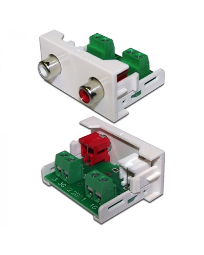 Вставка Mosaic 22.5x45 2xRCA Stereo Audio, белая LANMASTER (LAN-WA-LP-2RCA-WH) в Муроме Коннекторы и разъемы Pintop.ru