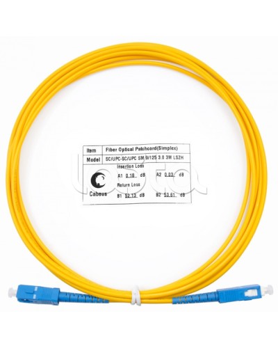 Патч-корд волоконно-оптический (шнур) SM 9/125 simplex SC-SC LSZH (3м) Cabeus FOP(s)-9-SC-SC-3m в Муроме Патч-корды оптические Pintop.ru