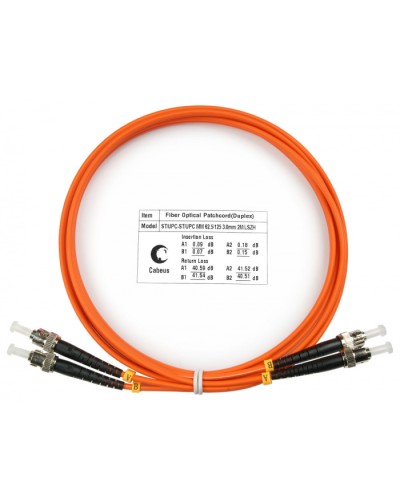 Шнур оптический duplex ST-ST 62,5/125 mm 2м LSZH Cabeus FOP-62-ST-ST-2m в Муроме Патч-корды оптические Pintop.ru