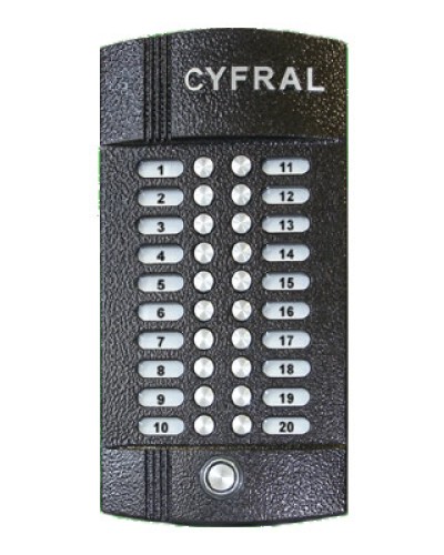 Блок вызова аудиодомофона на 20 абонентов Цифрал M-20M/T в Муроме Блоки вызова многоабонентные Pintop.ru