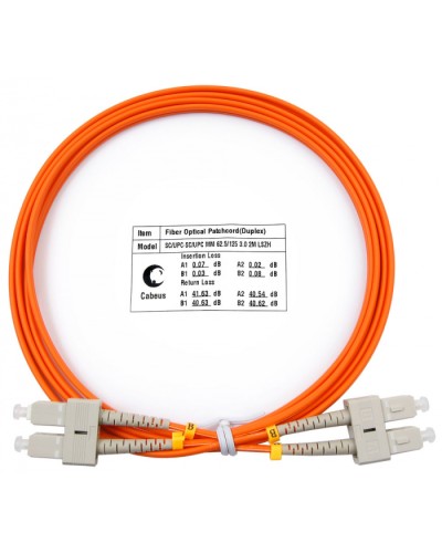Шнур оптический duplex SC-SC 62,5/125 mm 2м LSZH Cabeus FOP-62-SC-SC-2m в Муроме Патч-корды оптические Pintop.ru