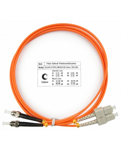 Шнур оптический duplex SC-ST 62,5/125 mm 1,5м LSZH Cabeus FOP-62-SC-ST-1,5m в Муроме Патч-корды оптические Pintop.ru