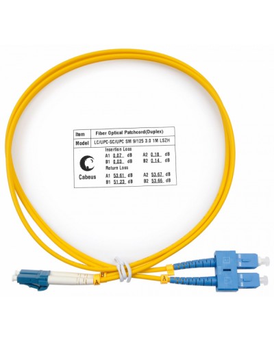 Шнур оптический duplex LC-SC 9/125 SM 1 м LSZH Cabeus FOP(d)-9-LC-SC-1M в Муроме Патч-корды оптические Pintop.ru