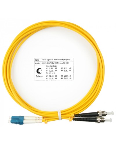 Шнур оптический duplex LC-ST 9/125 sm 3м LSZH Cabeus FOP(d)-9-LC-ST-3m в Муроме Патч-корды оптические Pintop.ru