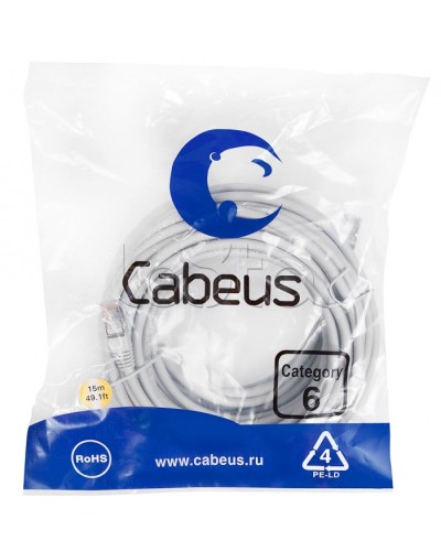 Патч-корд FTP, категория 6, F/UTP экранированный, LSZH, 15 м, серый Cabeus PC-FTP-RJ45-Cat.6-15m-LSZH в Муроме Патчкорды (медные) Pintop.ru