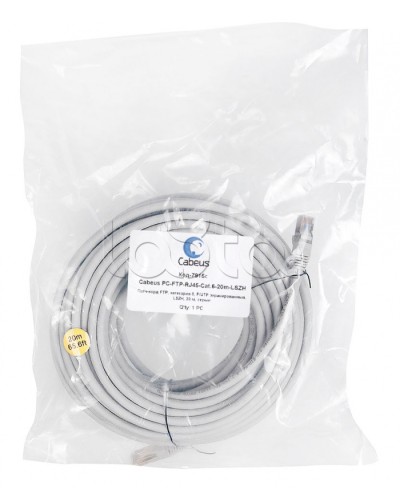 Патч-корд FTP, категория 6, F/UTP экранированный, LSZH, 20 м, серый Cabeus PC-FTP-RJ45-Cat.6-20m-LSZH в Муроме Патчкорды (медные) Pintop.ru